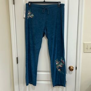 Soft Terry Embroidered Drawstring Pants NWT